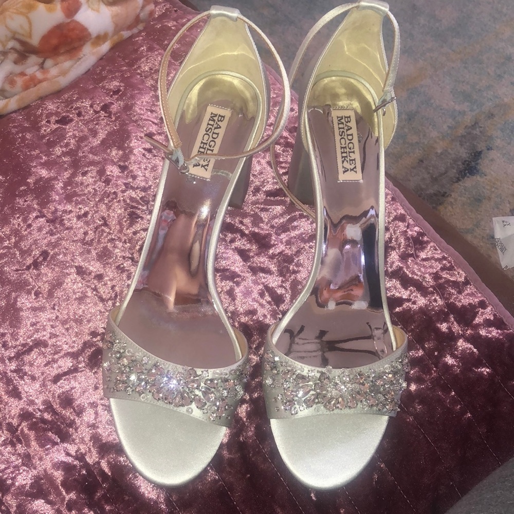 Beautiful satin light baby blue heels